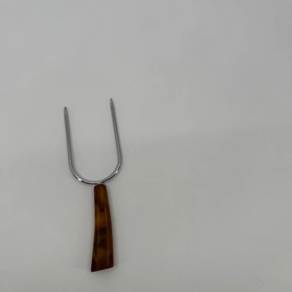Vtg Carving Meat Fork Amber Marbled Bakelite ? Handle Kitchen Utensil Retro